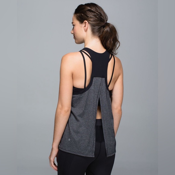 Lululemon Clip-In Tank Heathered Black 8 - Picture 1 of 8